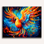 Majestic phoenix bird with wings made of fire rising from ashes - Finished Phoenix Rebirth Paint by Numbers - ColorEasePaint