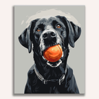 Cheerful and energetic scene of a pet or child playing - Finished Play Time Paint by Numbers - ColorEasePaint