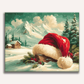 Santa hat on snowy mountain peak landscape - DIY Paint by Numbers Kit - ColorEasePaint
