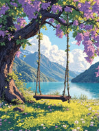 Professional DIY paint by numbers kit with ocean blue and sandy beige acrylic paints - ColorEasePaint