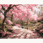 Serene Sakura Stone Path - Number Artist Paint by Numbers Kits