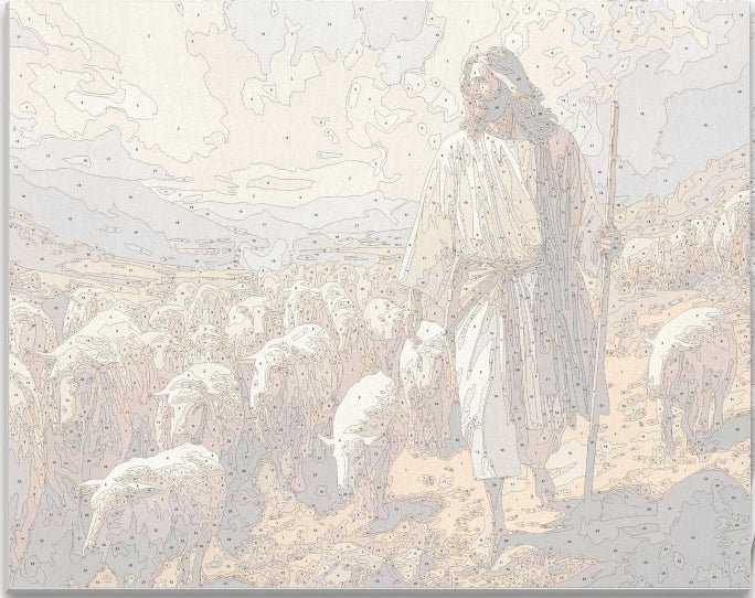 Detailed numbered canvas outline for German Shepherd breed portrait DIY painting - ColorEasePaint