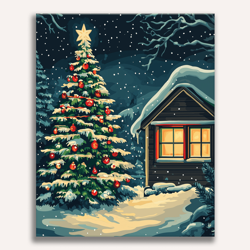 Radiant Star of Bethlehem over a peaceful night town - Finished Shining Star Paint by Numbers - ColorEasePaint