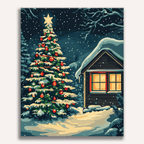 Radiant Star of Bethlehem over a peaceful night town - Finished Shining Star Paint by Numbers - ColorEasePaint