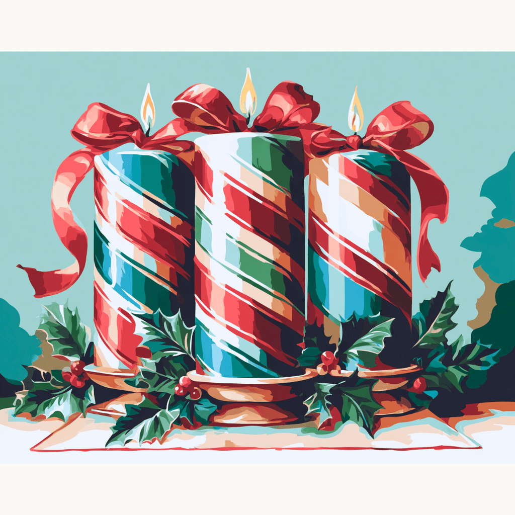 Professional DIY paint by numbers kit with warm-toned acrylic paints for Striped Candles - ColorEasePaint