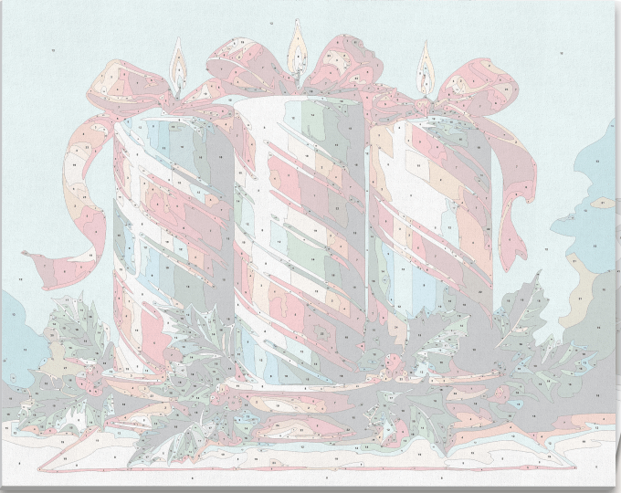 High-definition numbered canvas outline for Striped Candles DIY holiday painting project - ColorEasePaint