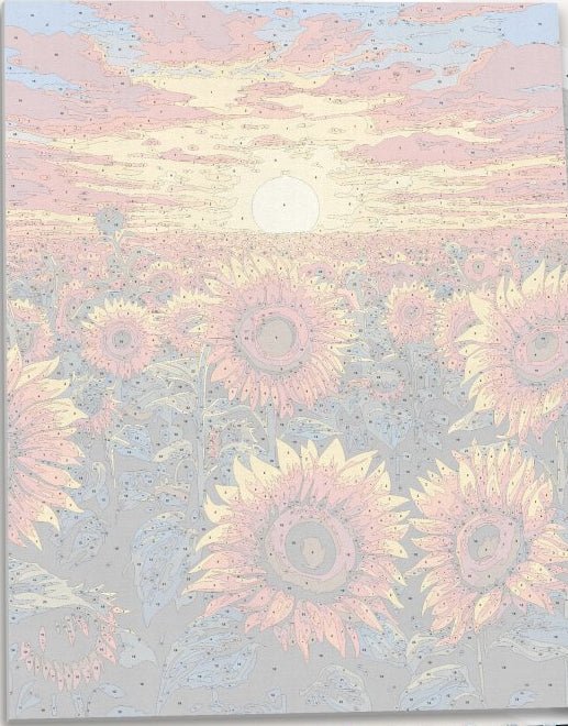 Detailed numbered canvas outline for Sunflower Dusk botanical DIY painting project - ColorEasePaint