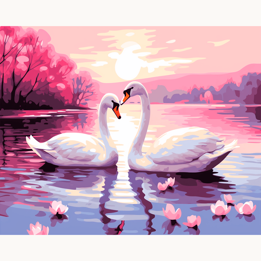 Professional DIY paint by numbers kit with high-quality acrylic paints for Swan Lake - ColorEasePaint