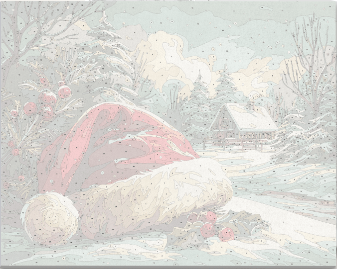 Intricate numbered canvas outline for The Tale of Christmas vintage-style DIY painting - ColorEasePaint