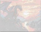 Detailed numbered canvas outline for Twilight Guardian wolf and moon DIY painting - ColorEasePaint