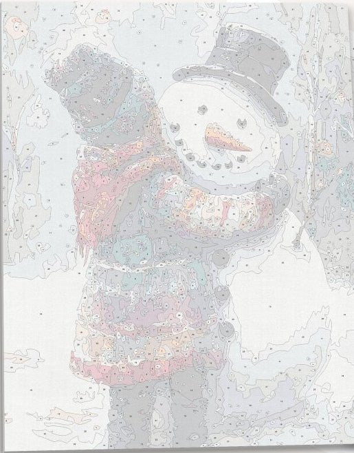 Detailed numbered canvas outline for Winter Friend storytelling DIY painting - ColorEasePaint